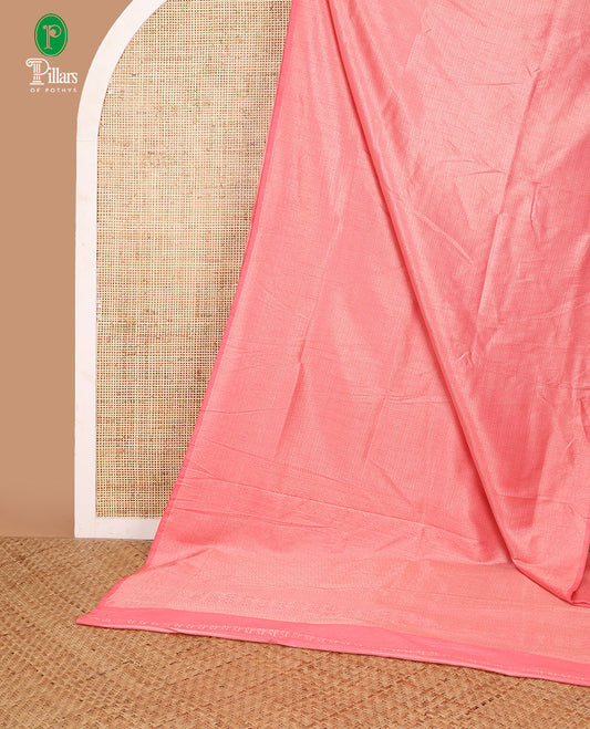 Floral pink zari brocade weaving design banaras soft silk saree with jacquard border & rich weaving pallu along with brocade blouse