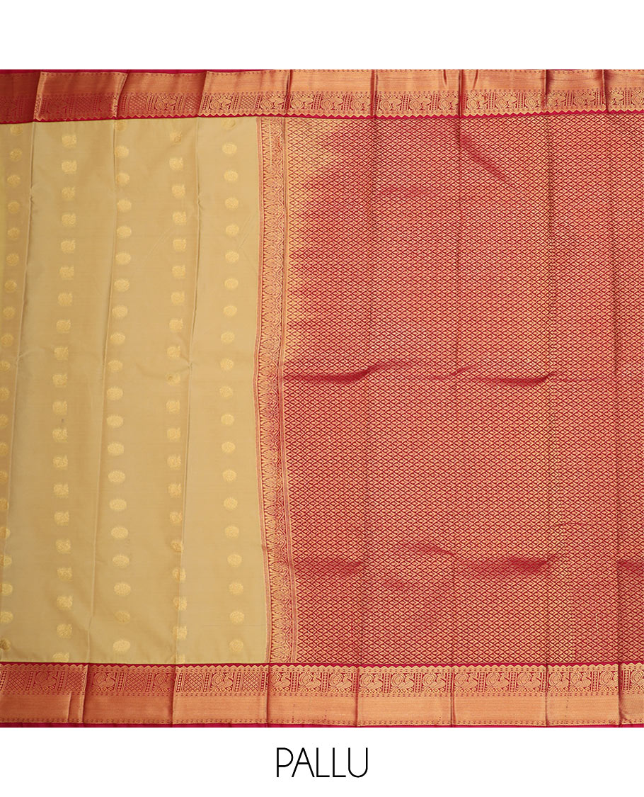 Yellow zari buttas budget silk saree, contrast traditional zari border, and pallu of jaal design