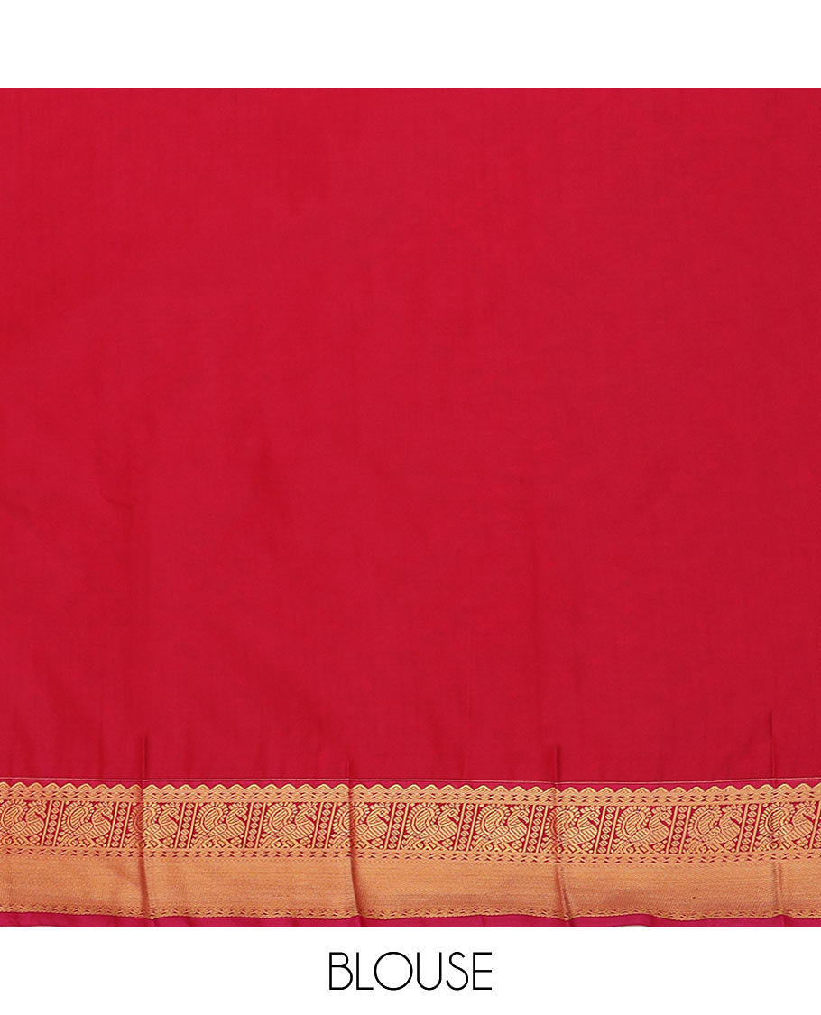 Yellow zari buttas budget silk saree, contrast traditional zari border, and pallu of jaal design
