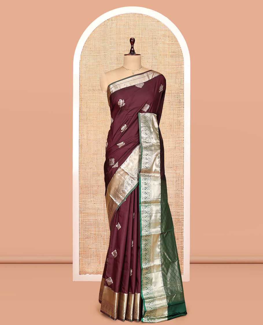 Brown Zari Buttas Gift Saree