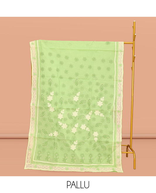Green Lucknowi Chikankari Saree