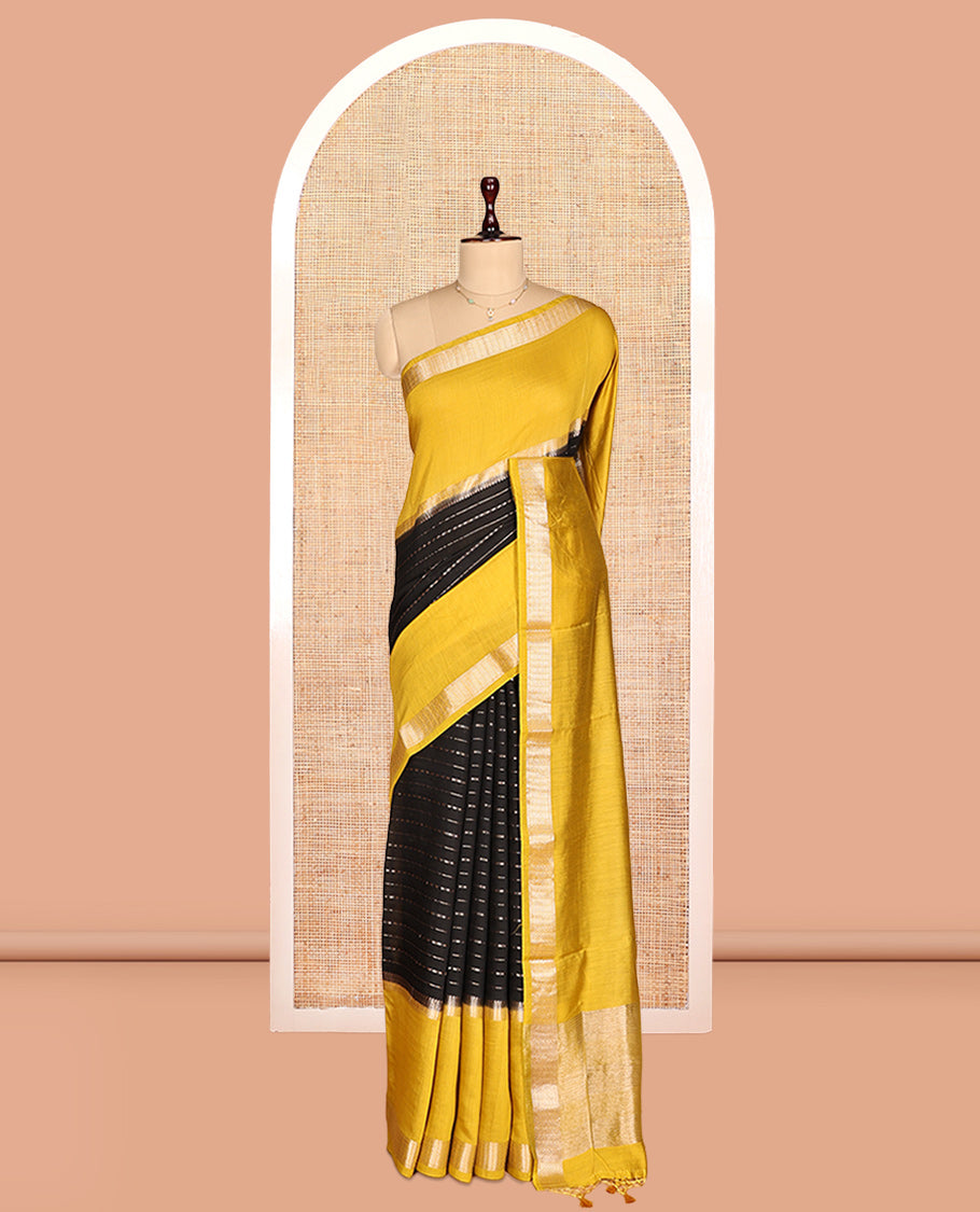 Black Assam Silk Saree