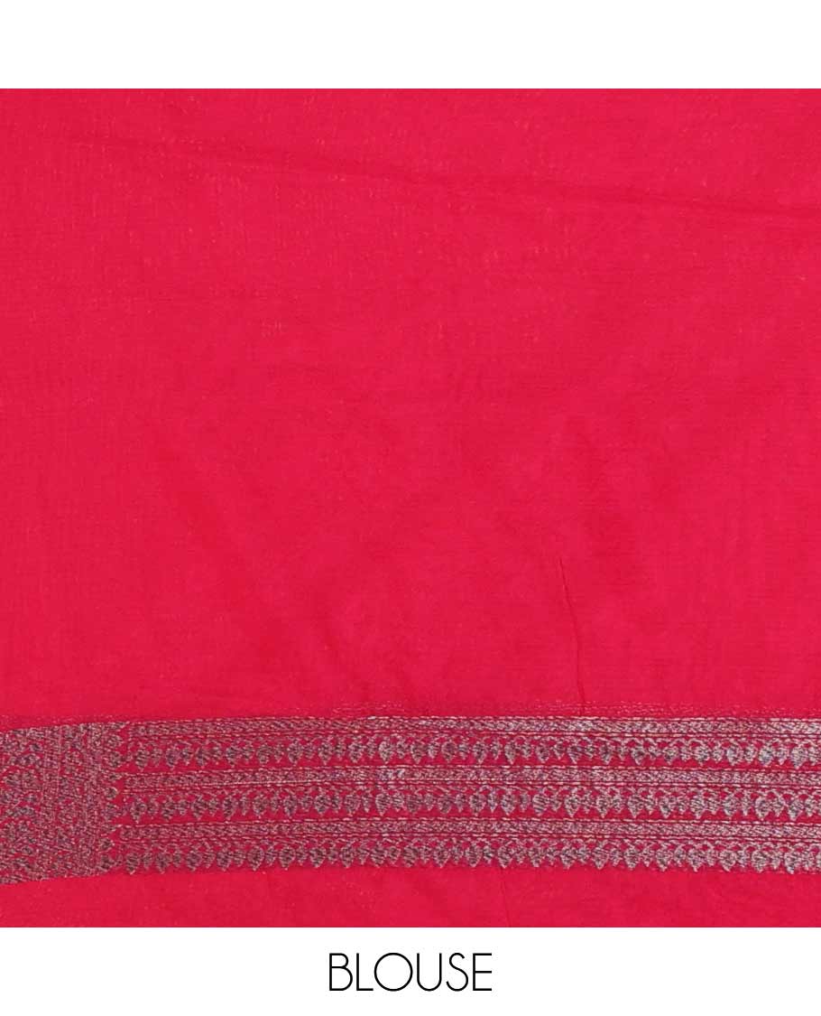 Pink zari buttas fancy saree, zari floral creeper border, and floral jaal pallu