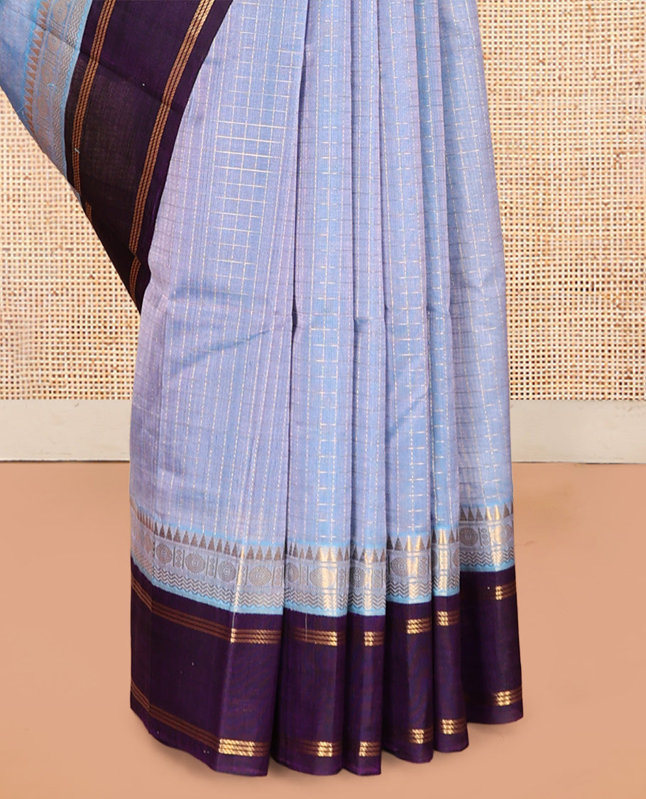 Blue Checks Kuppadam Silk Saree