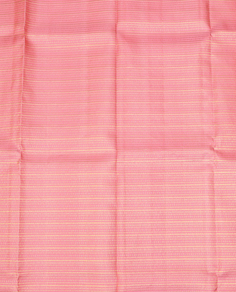 Pink zari design pure-silk half saree, contrast border & blouse of traditional zari designs & zari design dhavani