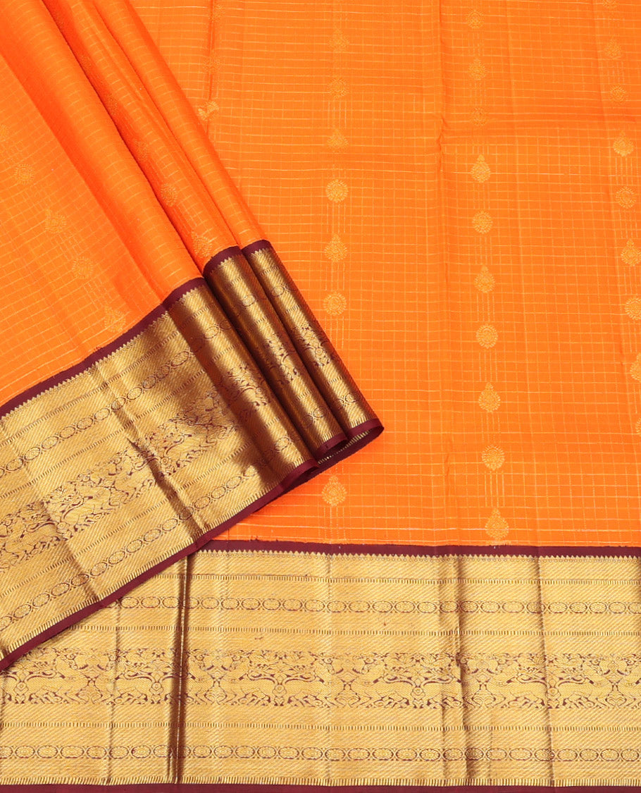 Orange Pure-Silk Half-Saree