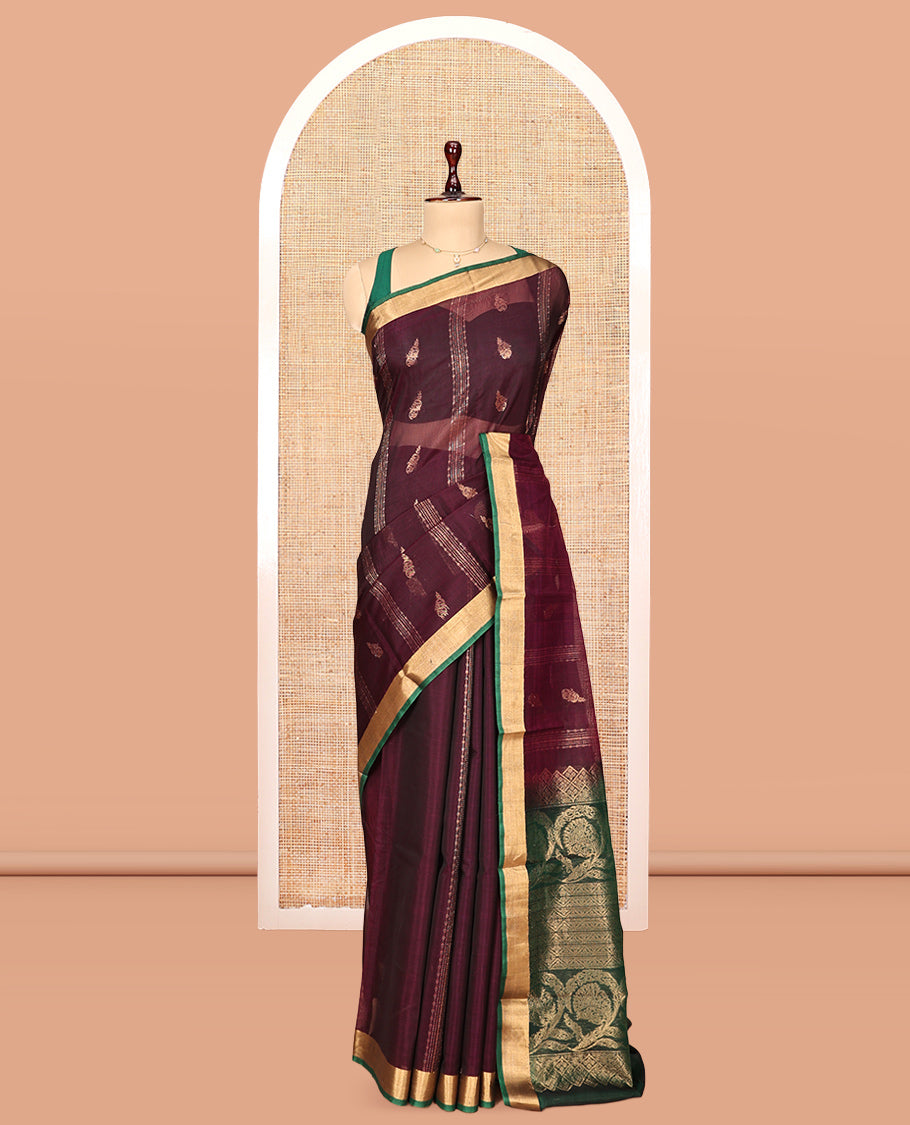 Wine Silk Cotton Saree