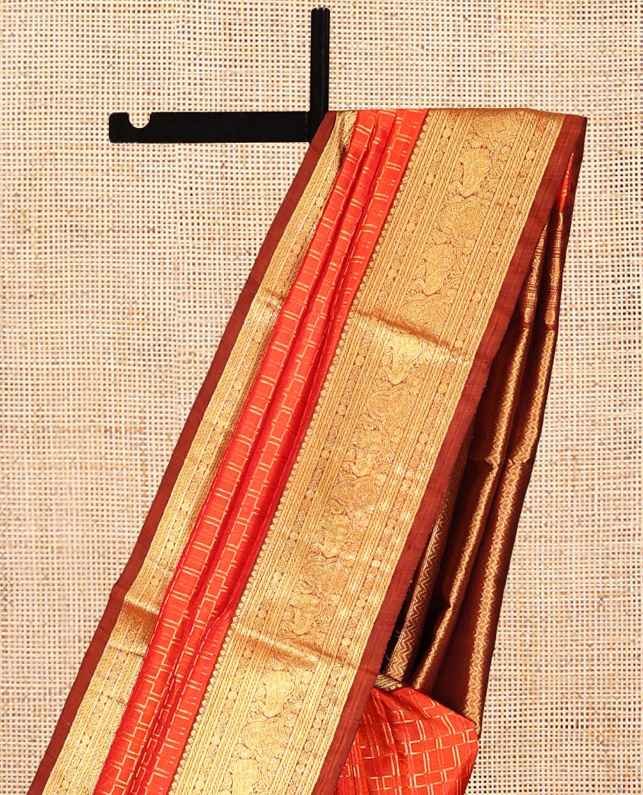 Orange Venkatagiri Silk Saree