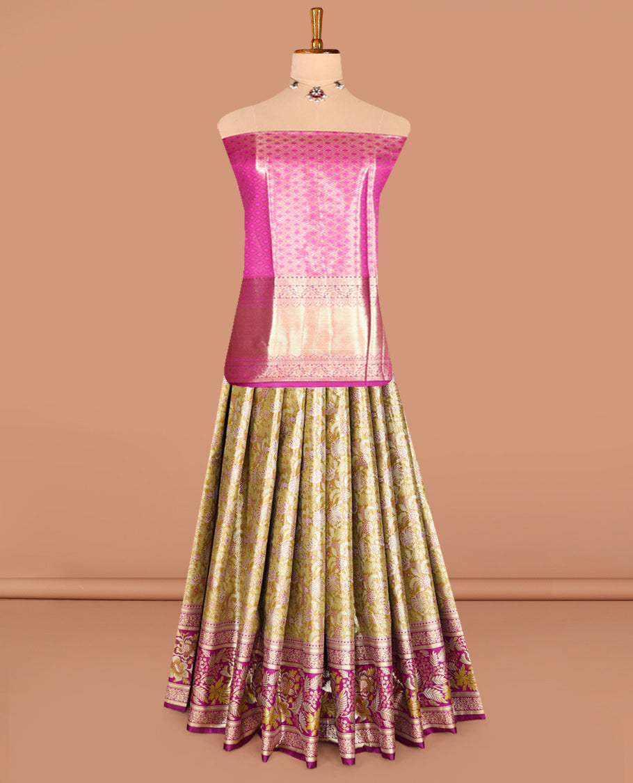 Green Art Silk Half-Saree