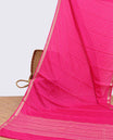 Pink checked art mysore silk saree with self zari border & striped zari pallu