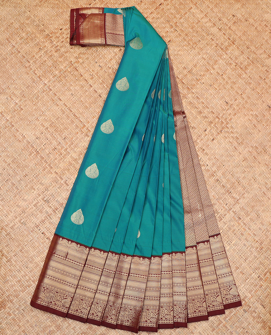 Peacock Blue Budget Silk Saree