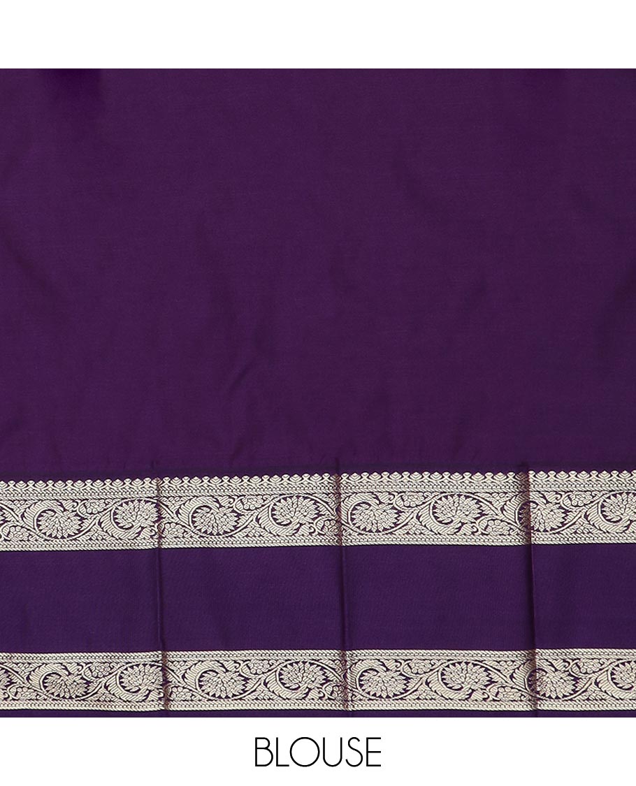 Rust zari buttas gift saree, contrast floral creeper rettai pettu border, and pallu of paisleys, and jaal designs