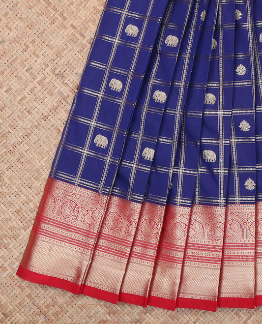 Blue Traditional Zari Design Budget Silk Saree