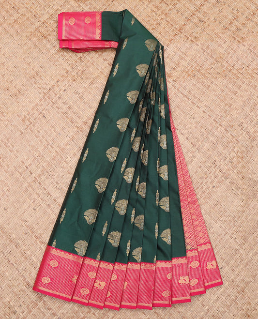 Green Checks Zari Butta Budget Silk Saree