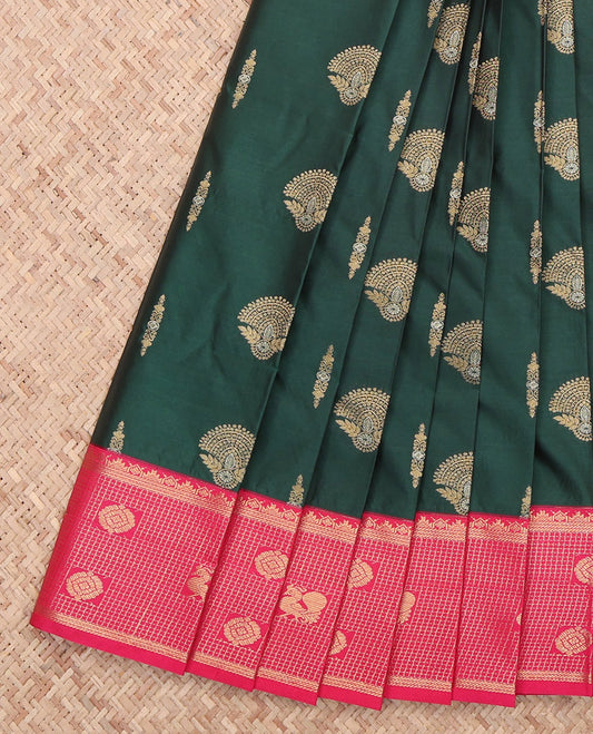 Green Checks Zari Butta Budget Silk Saree