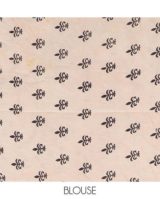 Red floral-peacock machine printed kalamkari cotton saree, contrast lotus printed border, and pallu of floral-peacock print