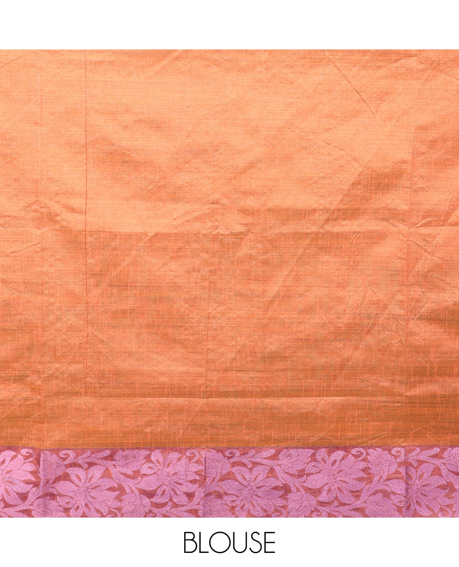 Blue floral vine printed Andhra cotton saree, contrast floral creeper zari border, and contrast printed pallu