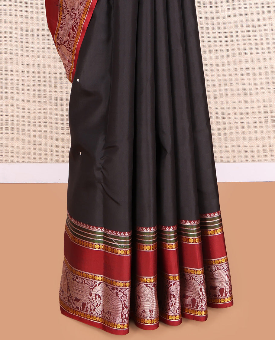 Black Kanchipuram Chettinad Saree