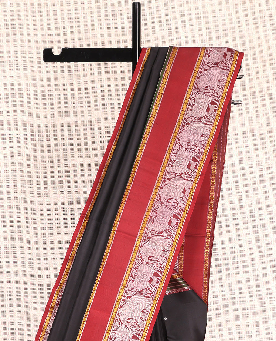 Black Kanchipuram Chettinad Saree