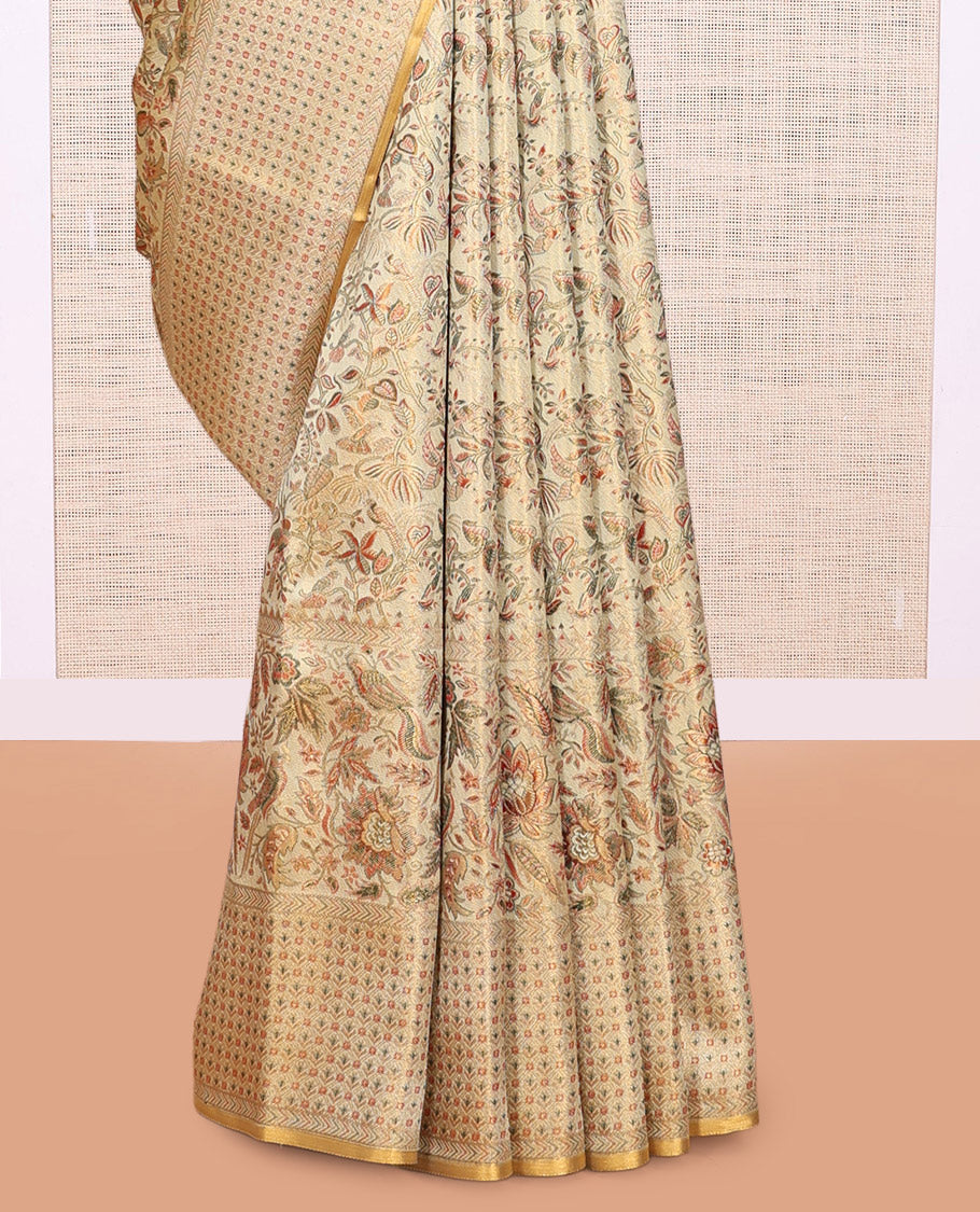 Cream Kanchipuram Tissue Silk Saree