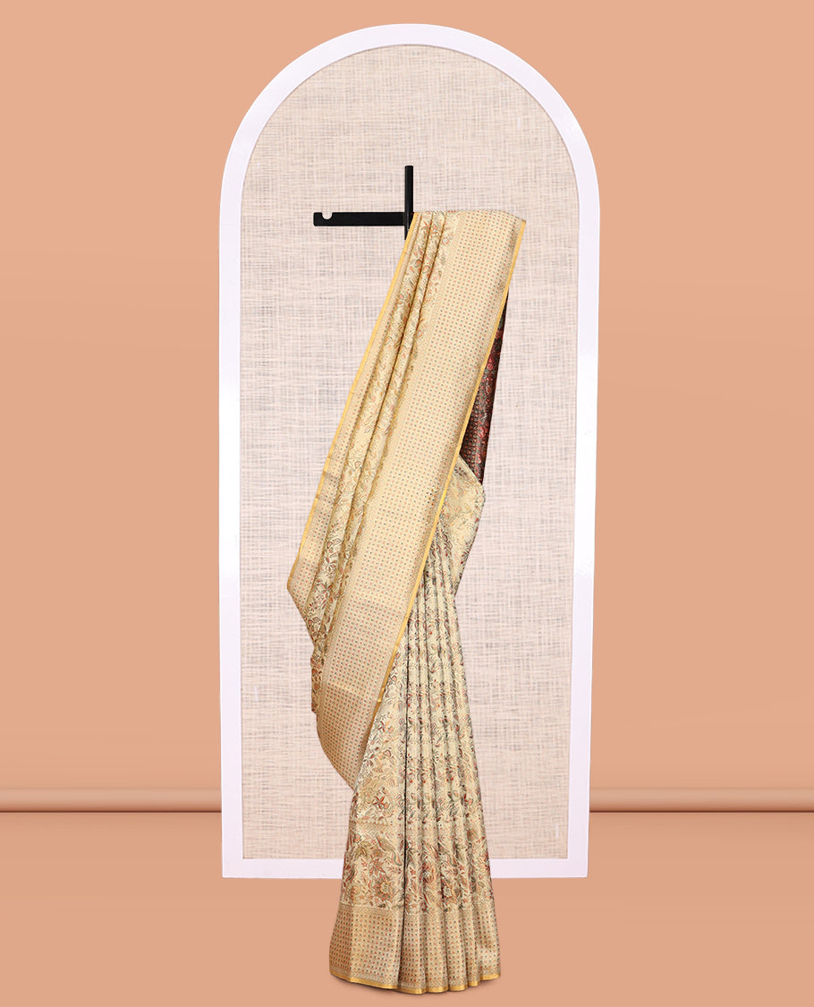 Cream Kanchipuram Tissue Silk Saree