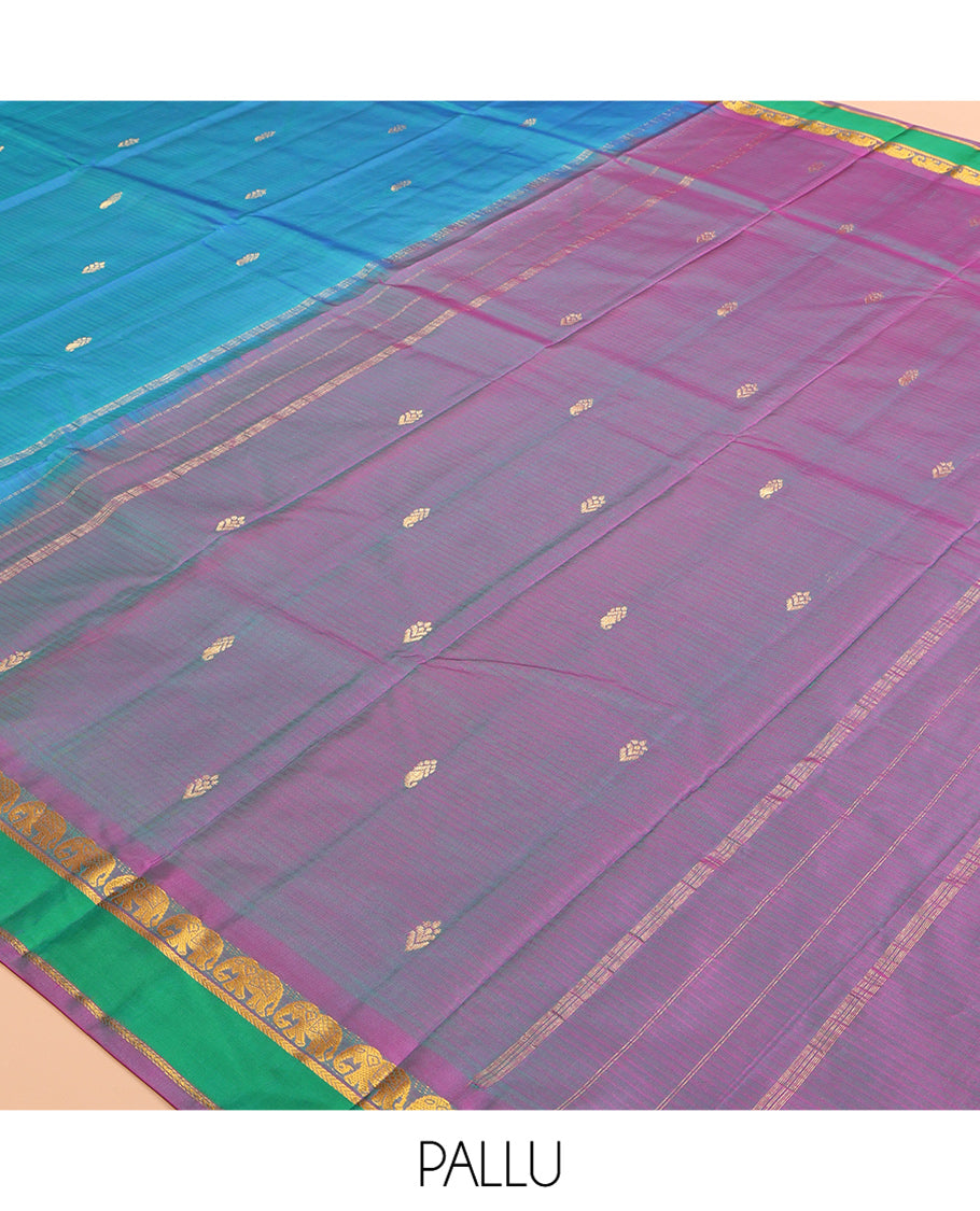Blue Striped Kanchipuram Silk Saree