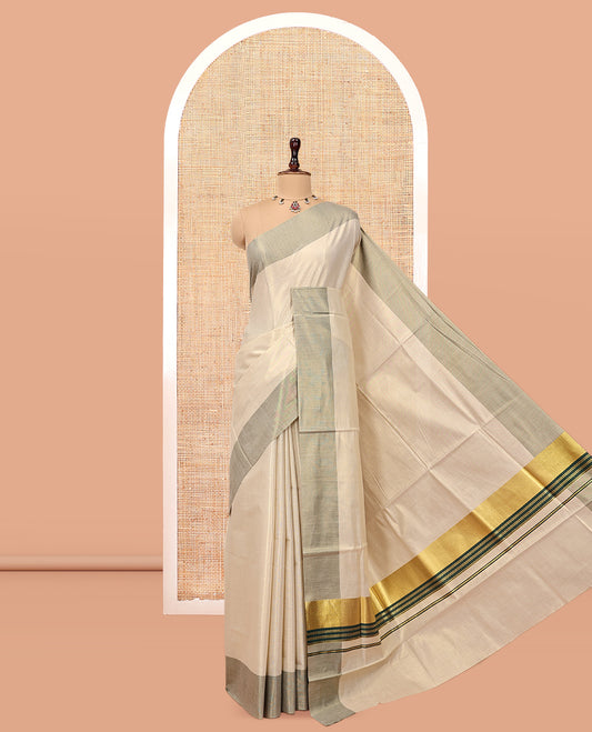 Gold Plain Kerala Cotton Saree