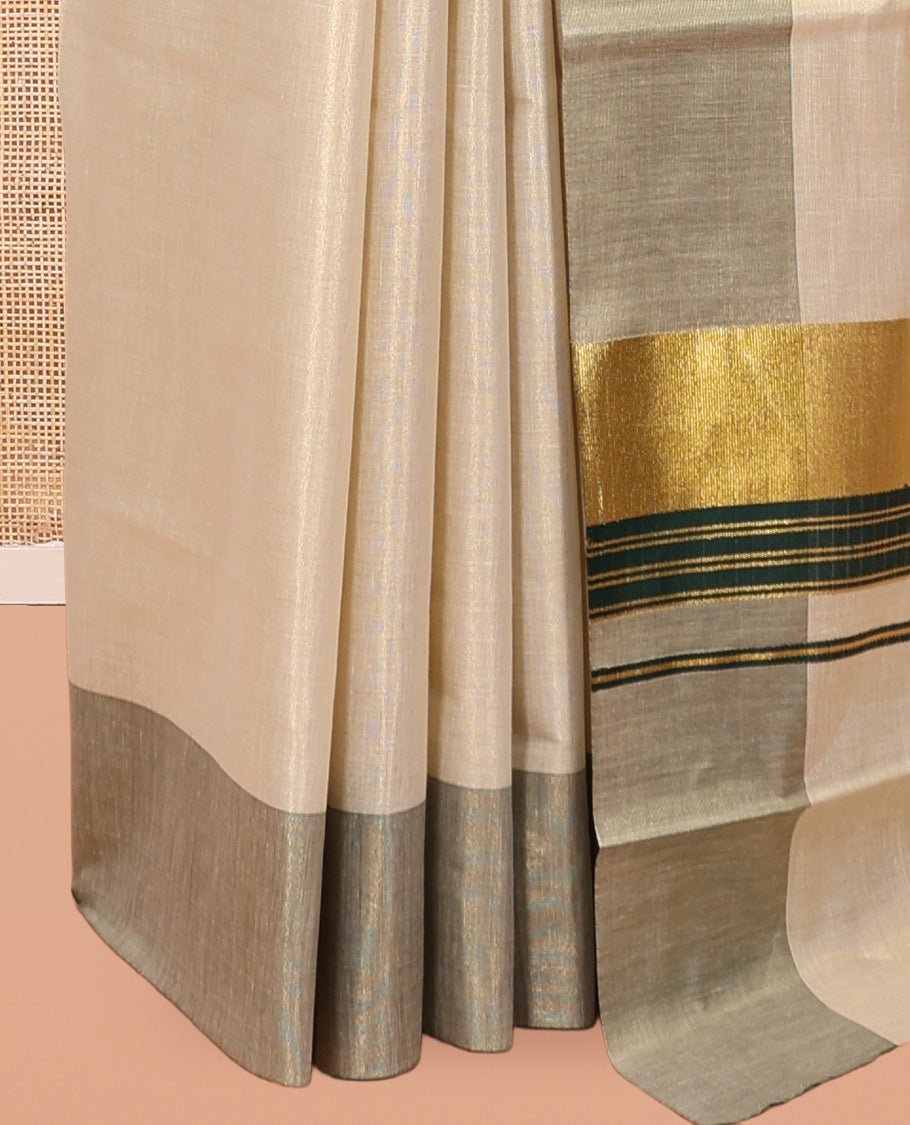 Gold Plain Kerala Cotton Saree