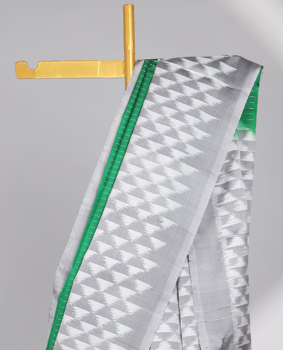Green checked  soft silk saree with contrast border & ara maadam design pallu