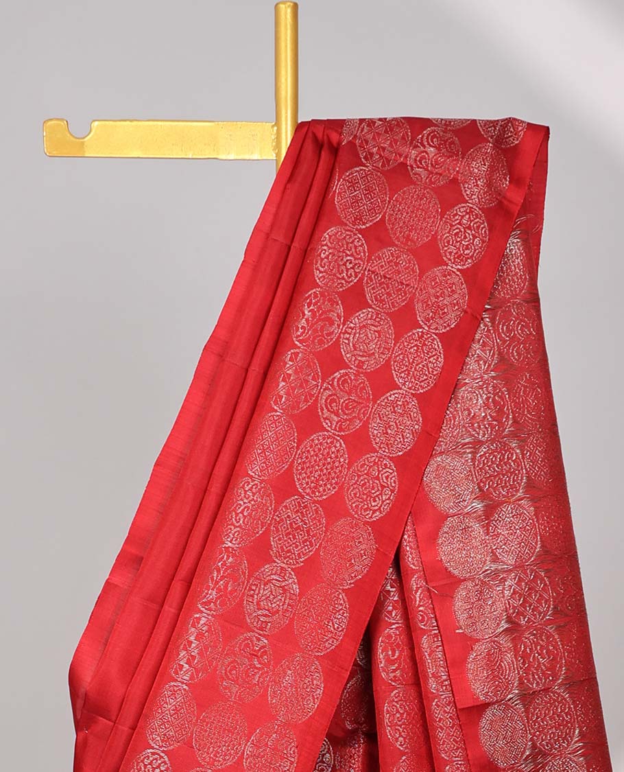 Red buttas mayuri soft silk saree with self-border & pallu of intricate zari design
