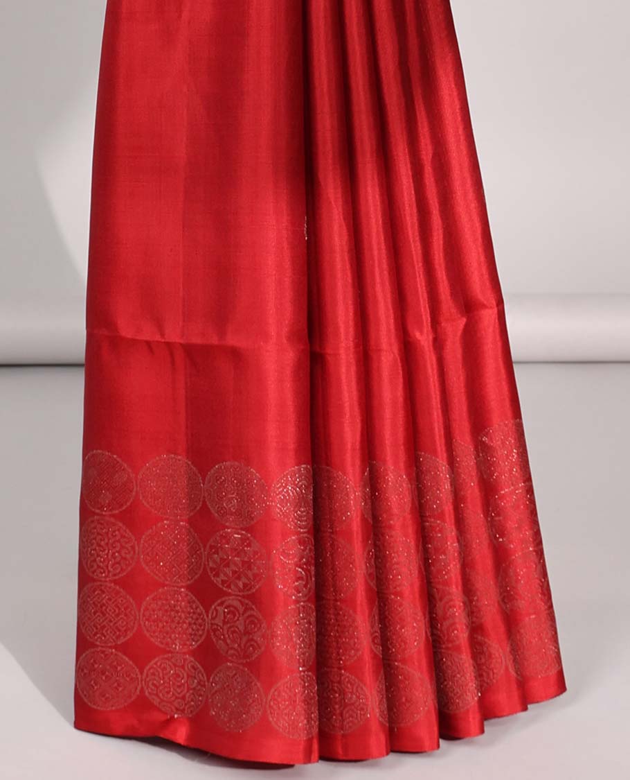 Red buttas mayuri soft silk saree with self-border & pallu of intricate zari design