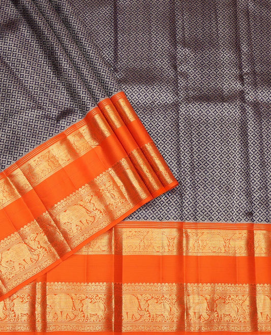 Black Pure Silk Pavadai Material Set