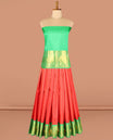 Red Pure Silk Navarathna Pavadai Material Set