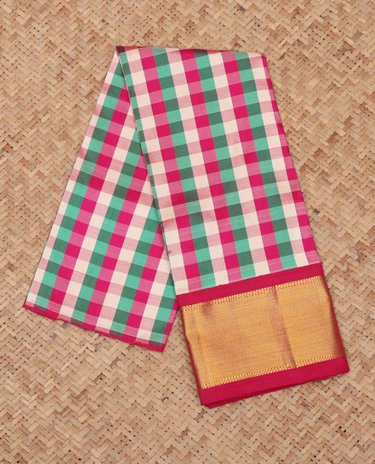 Multi-Color Pure Silk Navarathna Pavadai Material Set