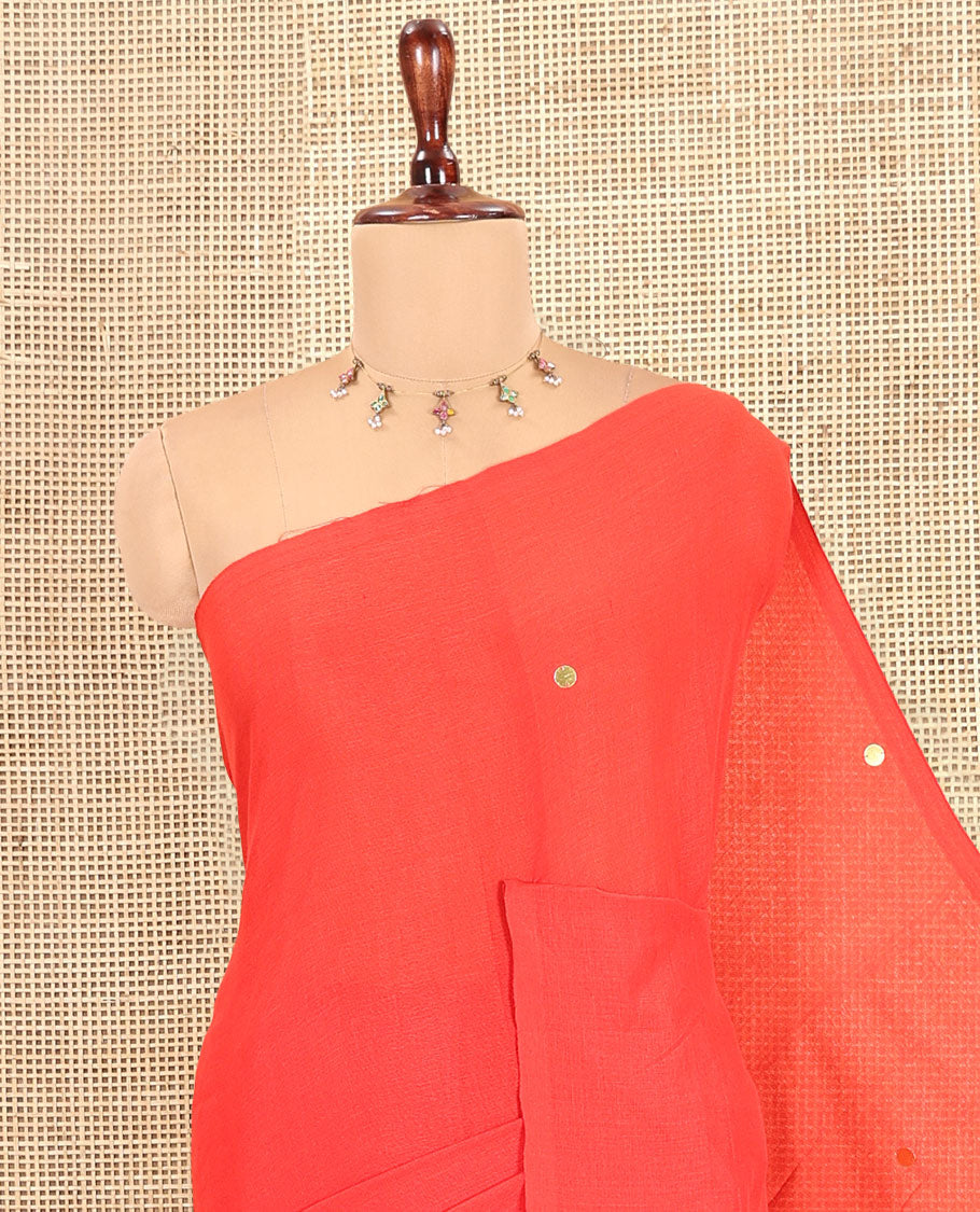 Borderless Red Khadi Cotton Saree