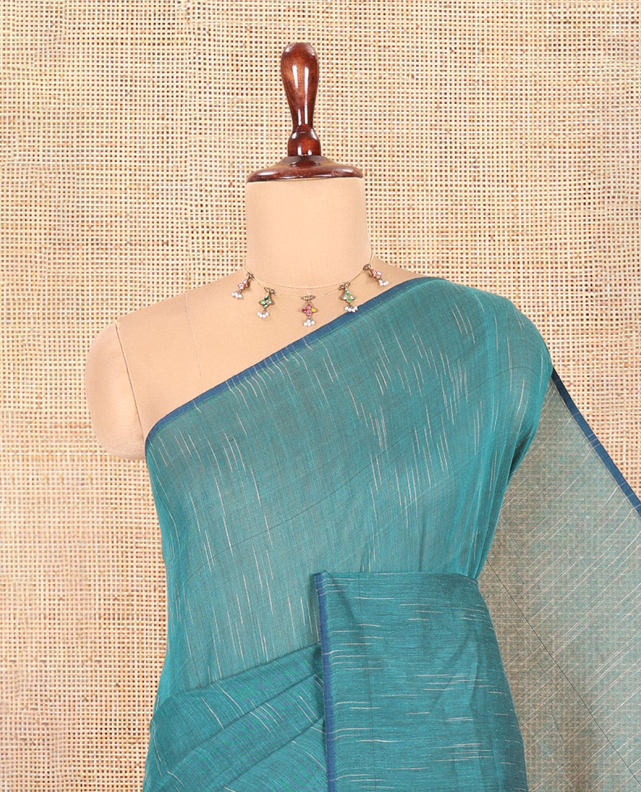 Borderless Rama Blue Khadi Cotton Saree