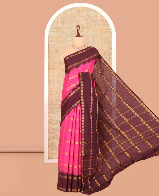 Pink Sungudi Cotton Saree