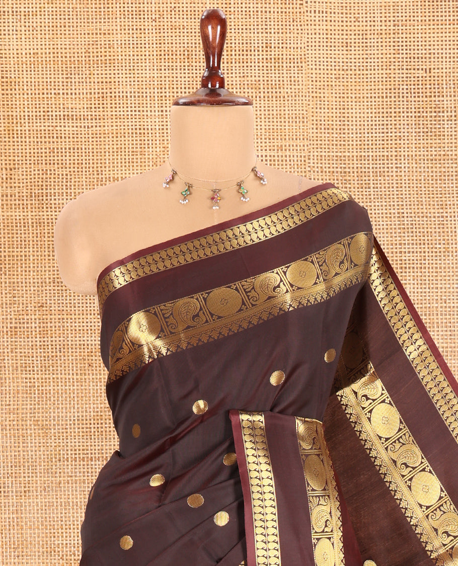 Coffee Brown Semi-Katan Silk Saree
