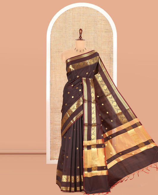 Coffee Brown Semi-Katan Silk Saree