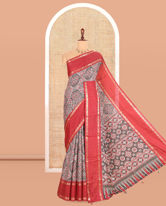 Maroon Dola Tussar Saree