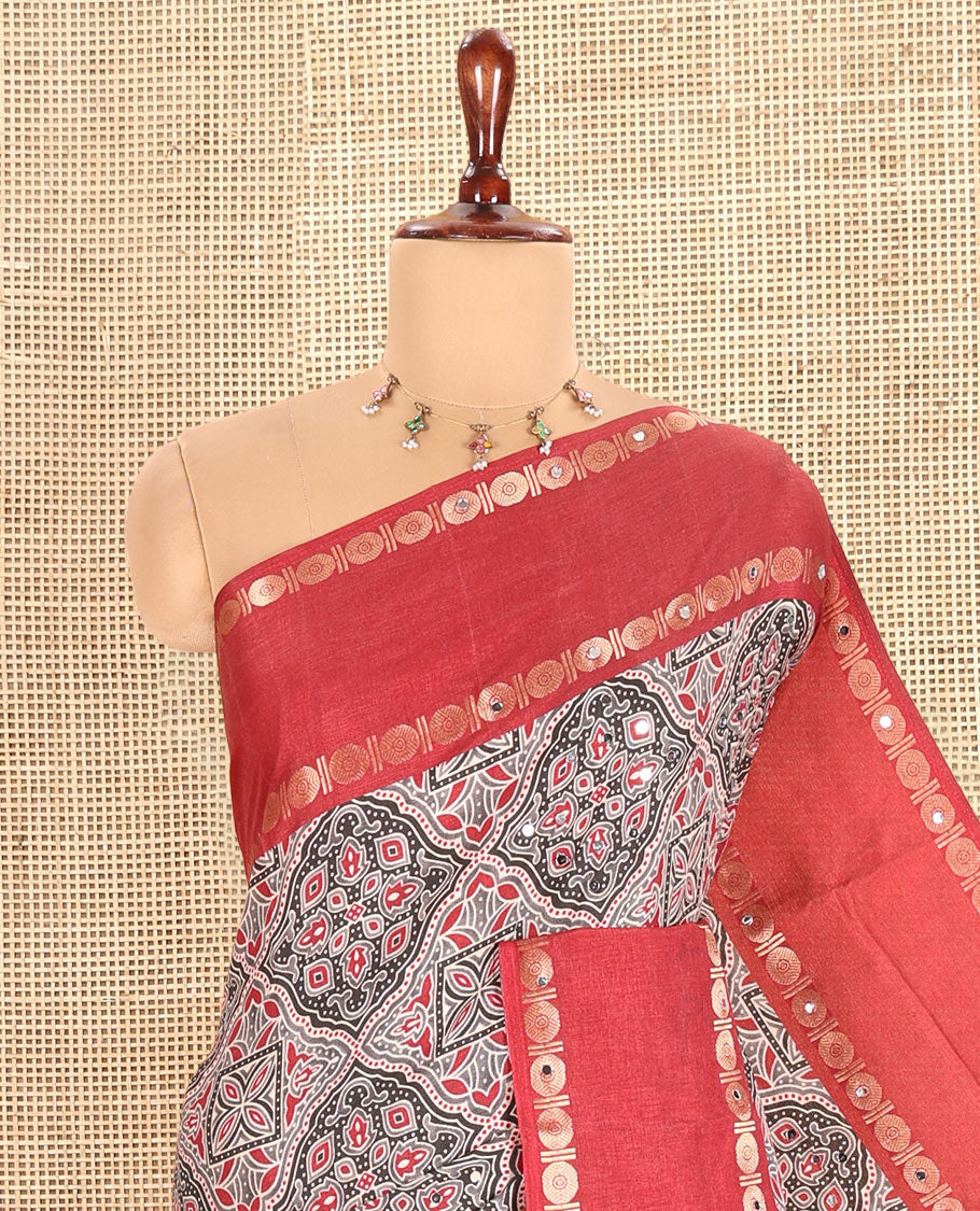 Maroon Dola Tussar Saree
