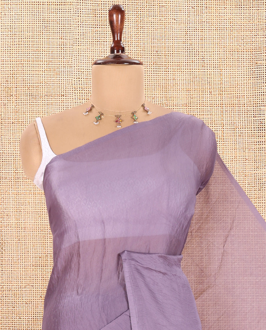 Borderless Lavender Plain Rangoli Chiffon Saree