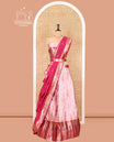 Onion Pink-Rani Pink Half-Saree Features Floral Banarasi Skirt, Contrast Meenakari Embroidery Border, Matching Blouse, Banarasi Dupatta