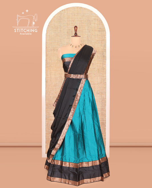 Rama Blue Semi-Silk Half-Saree