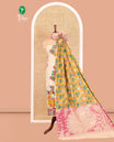 Chikku-Magenta Cotton Material Chudidar, Kalamkari Print Skirt, Contrast Bottom, Kalamkari Print Dhavani