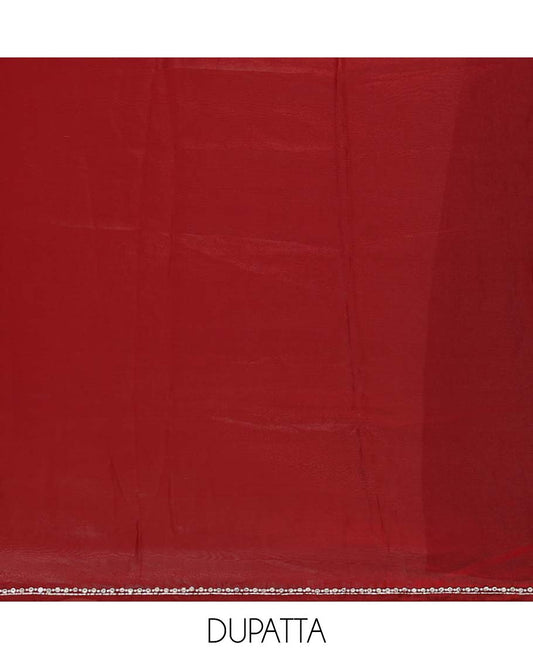 Maroon sherwani pattern , hand work velvet organza chudidhar material top with american crepe pant & one side bead work dupatta