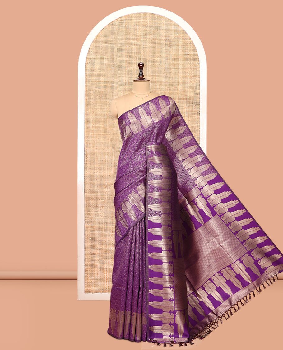 Purple Jacquard Litchi Saree