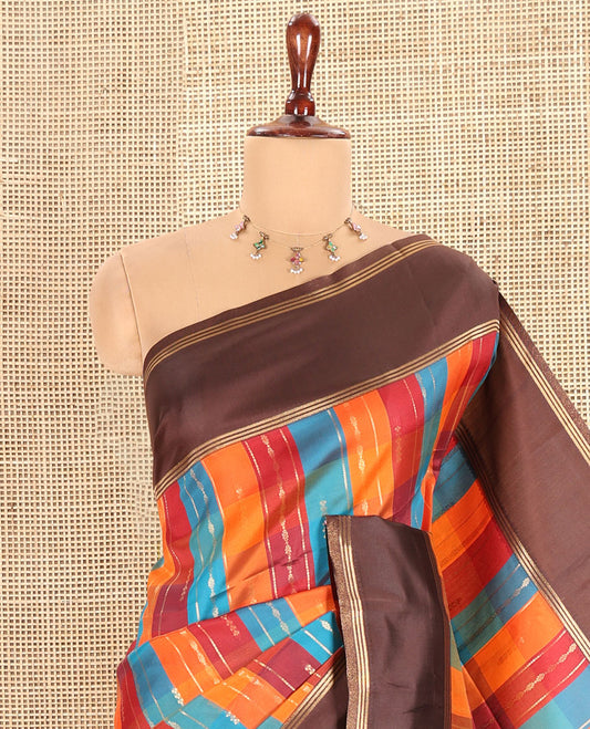 Brown Fancy Softy Silk Saree