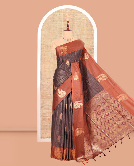 Coffee Brown Semi-Luxury Soft Silk Saree