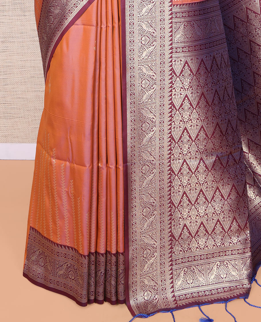 Pink Fancy Soft Silk Saree, Adorned with Zari Buttas, Complemented by Contrast Traditional Zari Border, Grand Pallu, and a Contrast Blouse